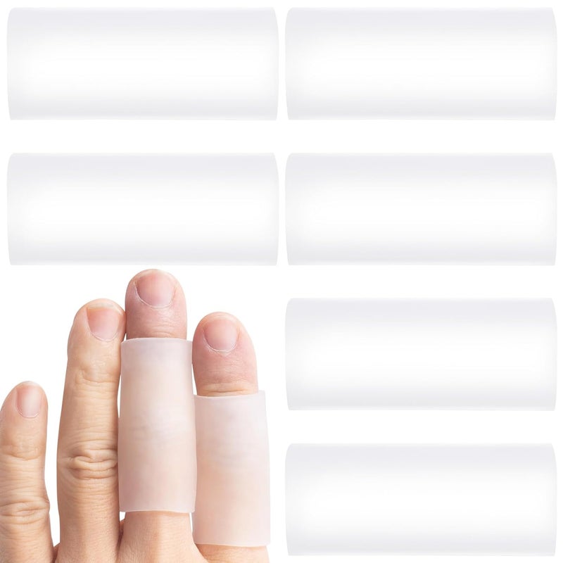 SmallCat 6PCS Silicone Finger Protectors, Gel Finger Support Tube Cots, Fingers Protection, Finger Sleeves, Short Thumb Guard for Finger Arthritis Cracking Pain Relief- Clear - Image 1